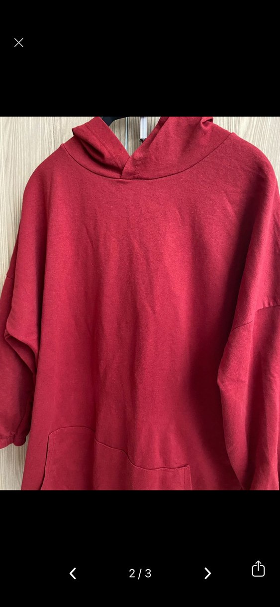Bordo Kapüşonlu Salaş Kadın Sweatshirt - Görsel 2