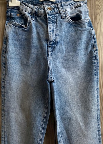 Kadın Mavi Tie-Dye Regular Fit Denim Pantolon - Görsel 3