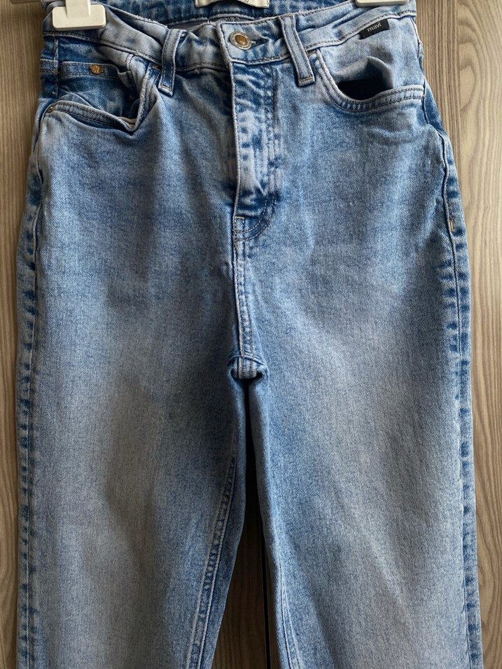 Kadın Mavi Tie-Dye Regular Fit Denim Pantolon - Görsel 3