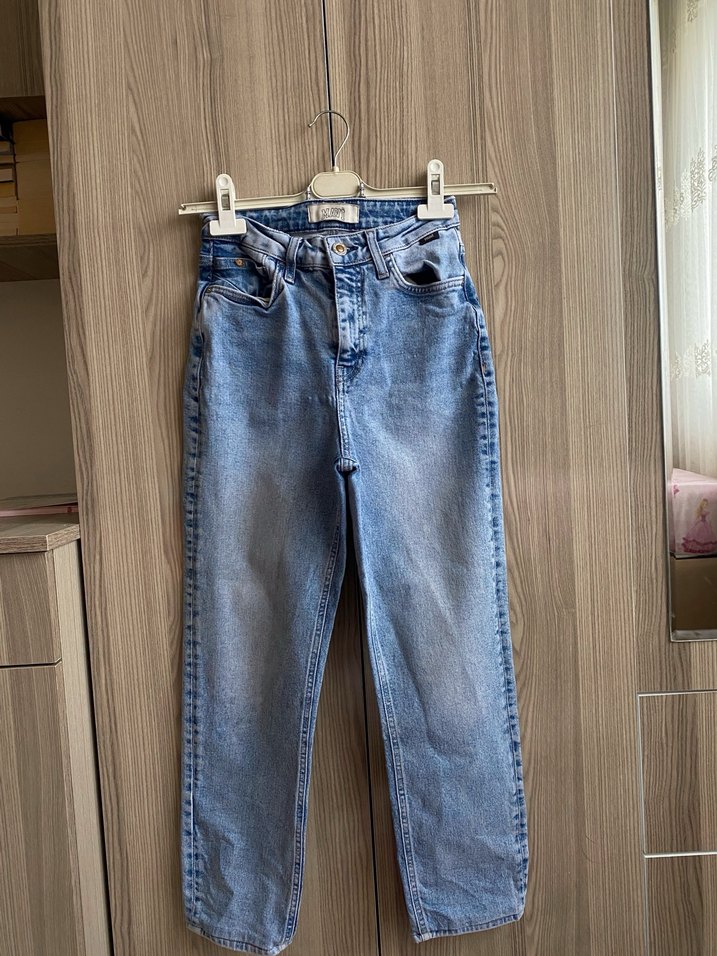 Kadın Mavi Tie-Dye Regular Fit Denim Pantolon - Görsel 2