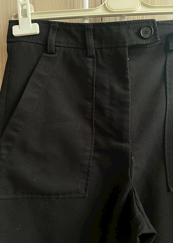 Siyah Kadın Kumaş Pantolon Midi Boy - Görsel 2