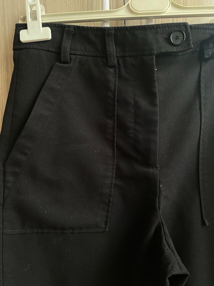 Siyah Kadın Kumaş Pantolon Midi Boy - Görsel 2