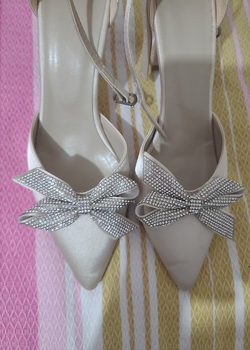 Kadın Beyaz Stiletto Topuklu Abiye Ayakkabı - Görsel 5