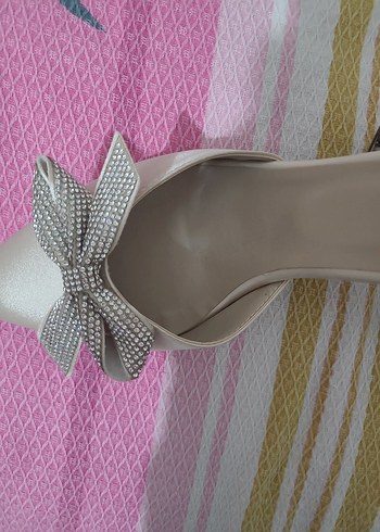 Kadın Beyaz Stiletto Topuklu Abiye Ayakkabı - Görsel 3