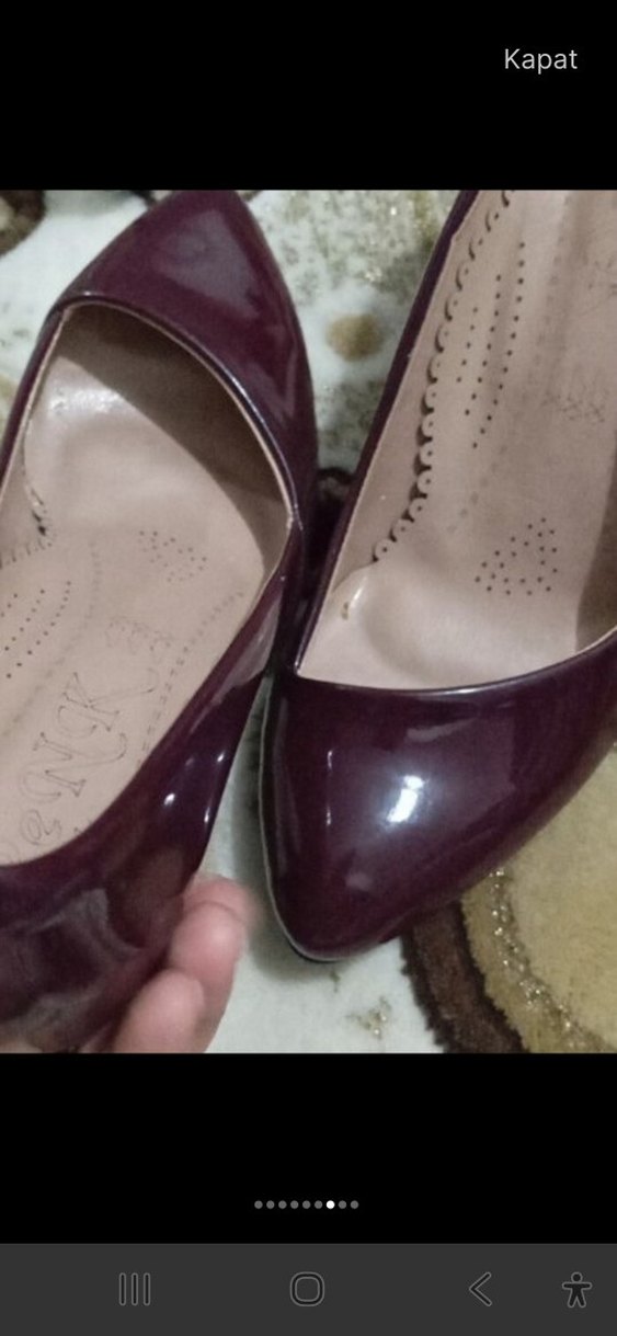 Bordo Kürklü Kadın Stiletto - Görsel 3