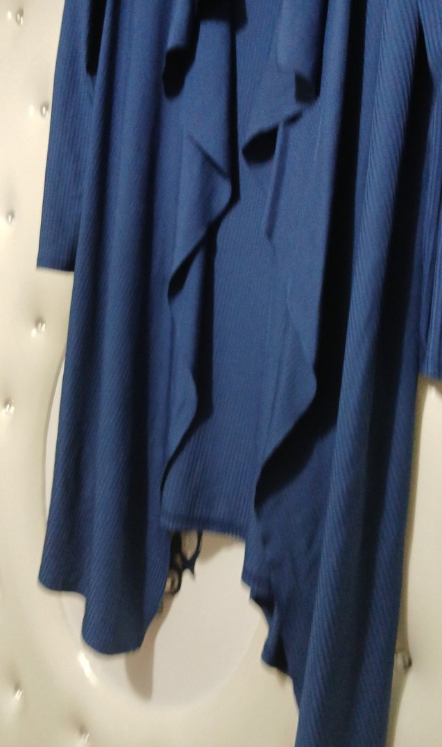 Uzun Kollu Lacivert Kadın Sabahlık - Görsel 3