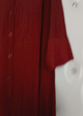 Bordo Uzun Kollu Düğmeli Hamile Tunik - Görsel 3