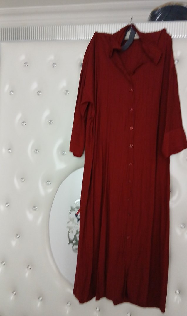 Bordo Uzun Kollu Düğmeli Hamile Tunik - Görsel 5