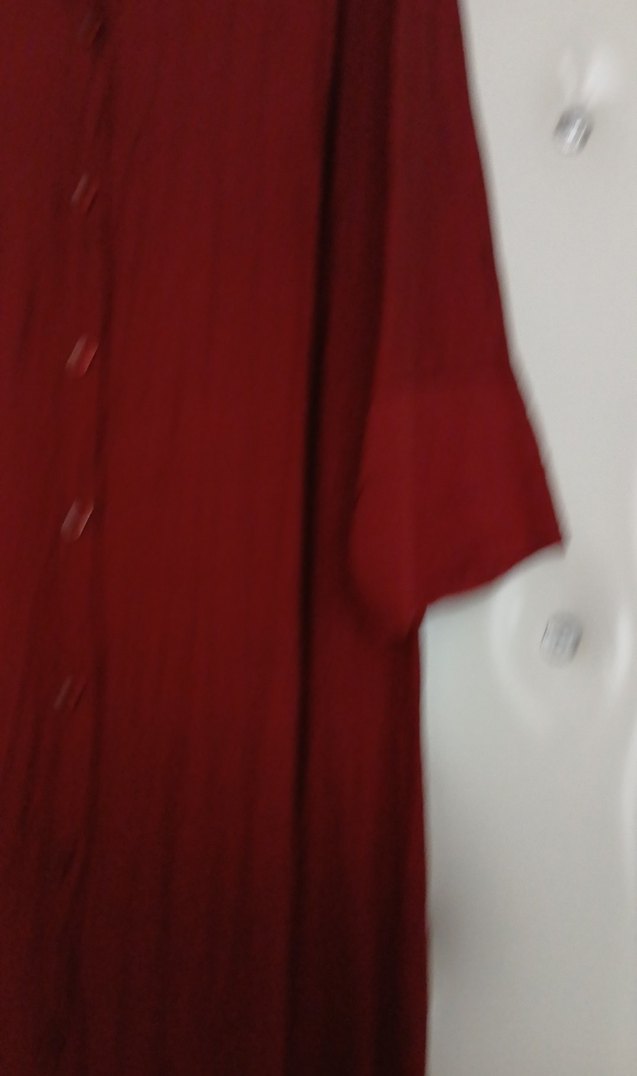 Bordo Uzun Kollu Düğmeli Hamile Tunik - Görsel 3