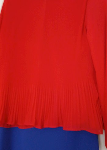 Kırmızı Piliseli Hamile Bluzu - Görsel 3