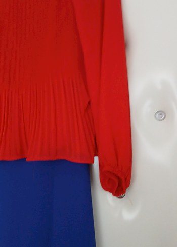 Kırmızı Piliseli Hamile Bluzu - Görsel 4