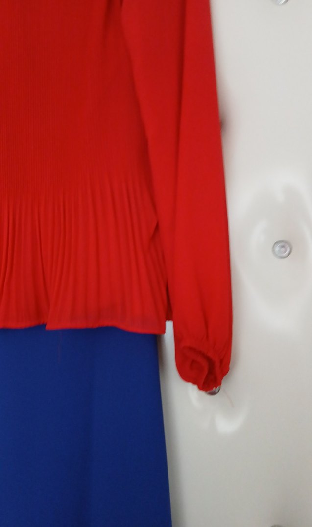 Kırmızı Piliseli Hamile Bluzu - Görsel 4