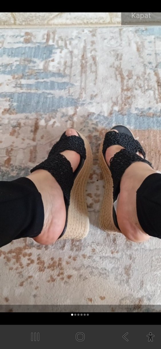 Siyah Dantel Detaylı Kadın Dolgu Topuk Espadril - Görsel 5