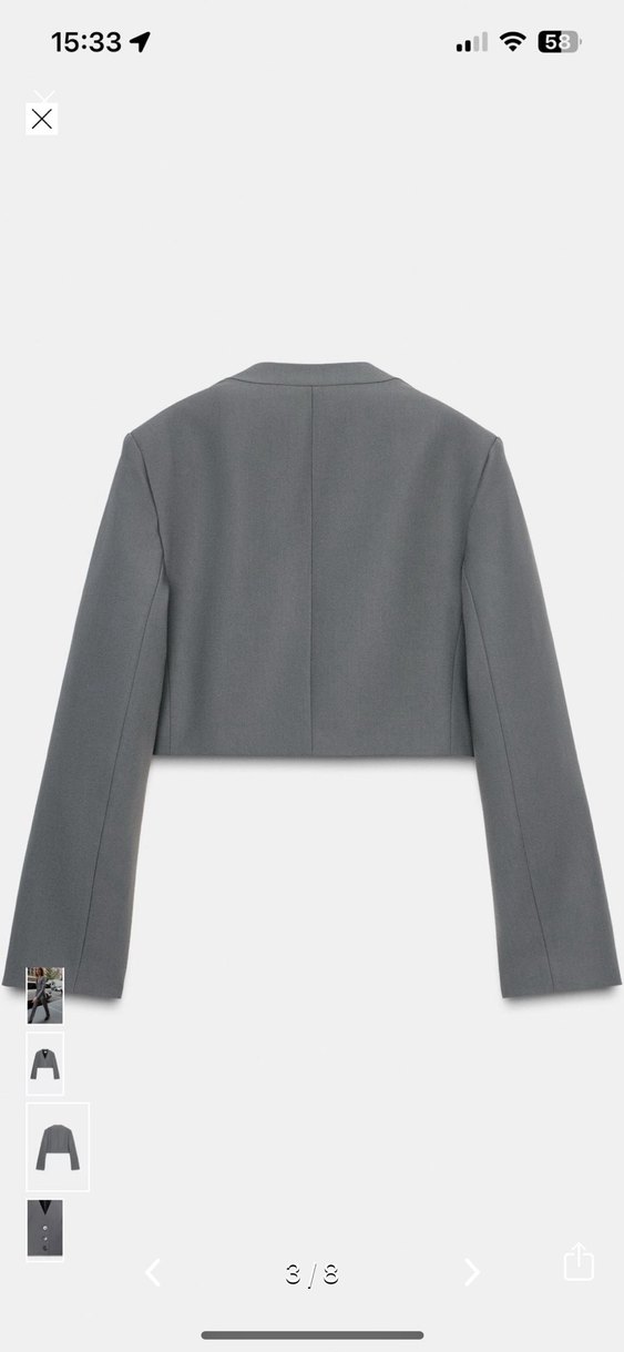 ZARA Düğmeli Gri Kadın Blazer Ceket - Görsel 5