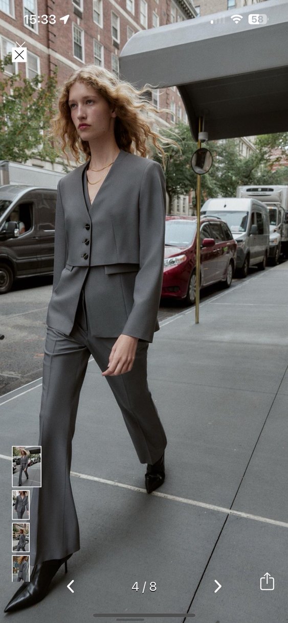 ZARA Düğmeli Gri Kadın Blazer Ceket - Görsel 2