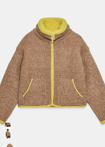 ZARA Kürk Detaylı Kahverengi Kısa Kadın Ceket - Görsel 7