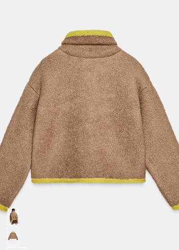 ZARA Kürk Detaylı Kahverengi Kısa Kadın Ceket - Görsel 8