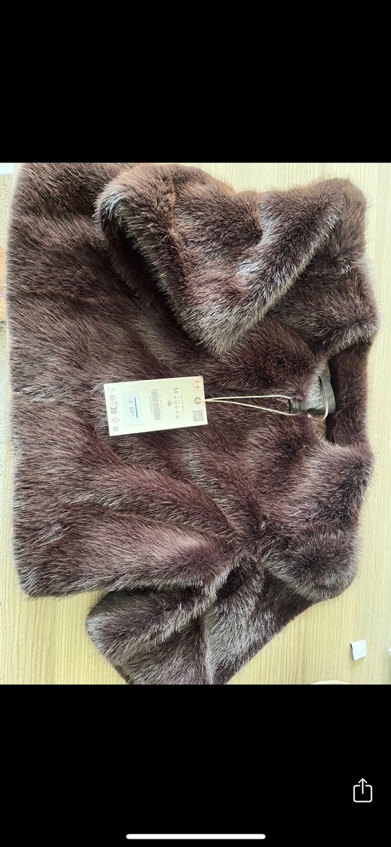 ZARA Siyah Kürklü Kadın  Ceket - Görsel 4