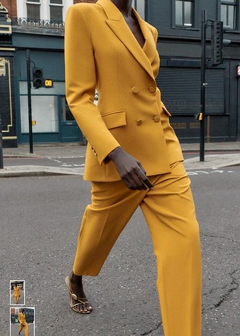 ZARA Sarı Uzun Kesim Kadın Blazer Ceket - Görsel 2