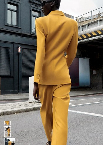 ZARA Sarı Uzun Kesim Kadın Blazer Ceket - Görsel 6