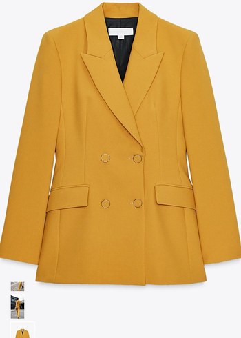 ZARA Sarı Uzun Kesim Kadın Blazer Ceket - Görsel 7