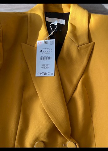 ZARA Sarı Uzun Kesim Kadın Blazer Ceket - Görsel 9