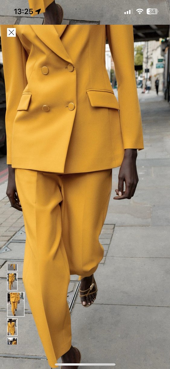 ZARA Sarı Uzun Kesim Kadın Blazer Ceket - Görsel 4