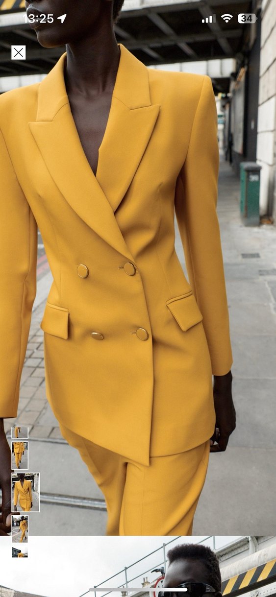 ZARA Sarı Uzun Kesim Kadın Blazer Ceket - Görsel 5