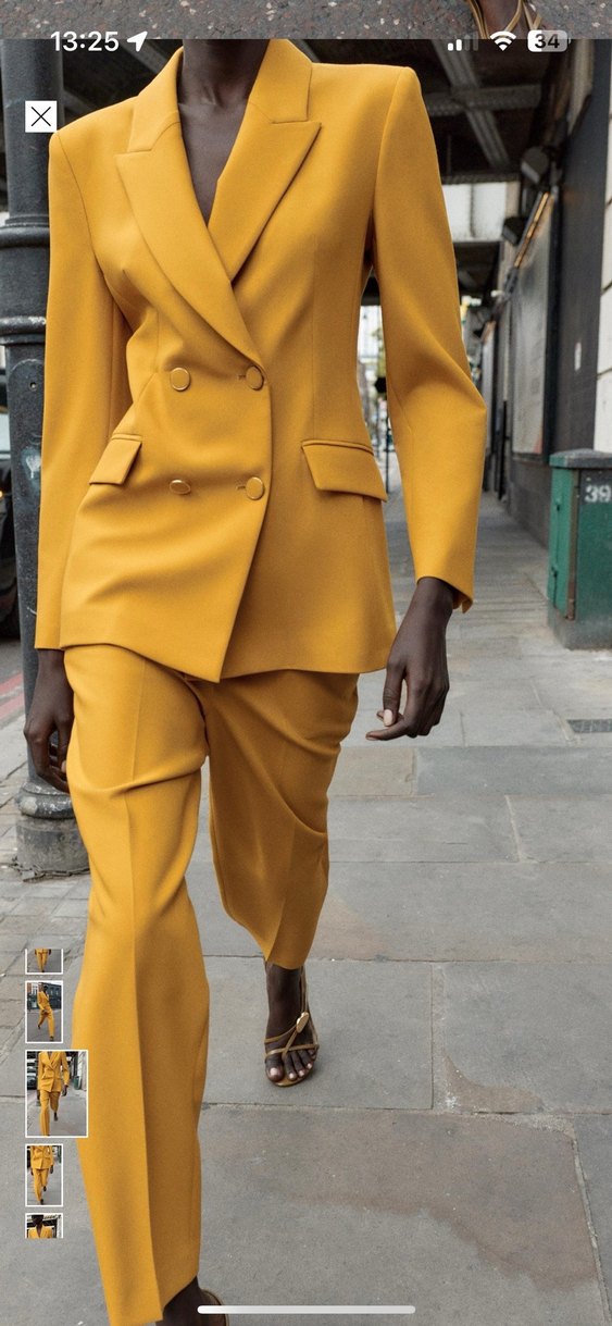 ZARA Sarı Uzun Kesim Kadın Blazer Ceket - Görsel 3