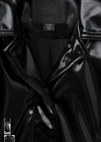 Zara Kadın Siyah Parlak Biker Deri Ceket - Görsel 6
