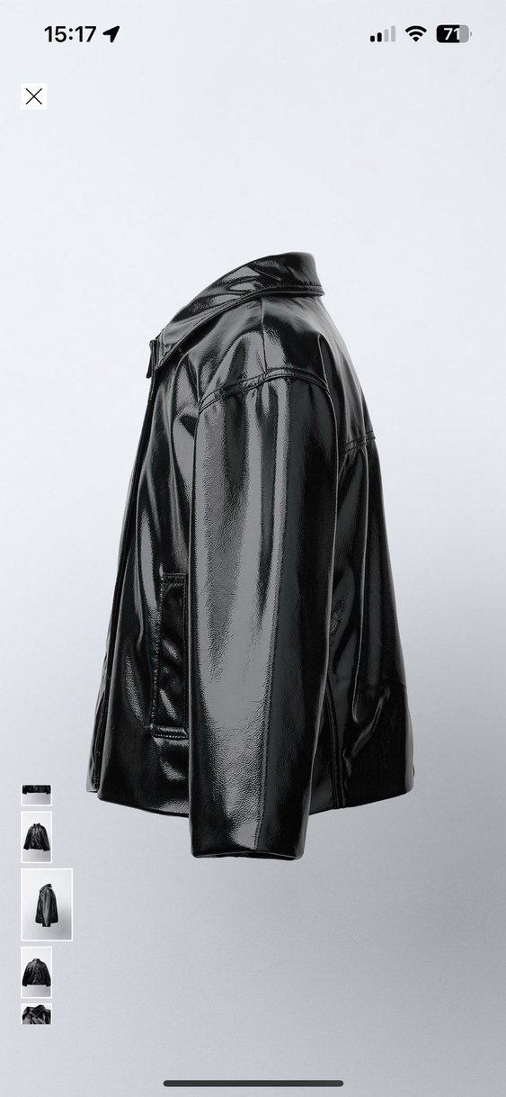 Zara Kadın Siyah Parlak Biker Deri Ceket - Görsel 2