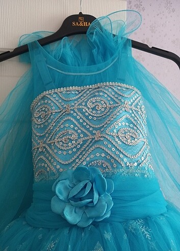 8 Yaş Beden mavi Renk Elsa gelinlik