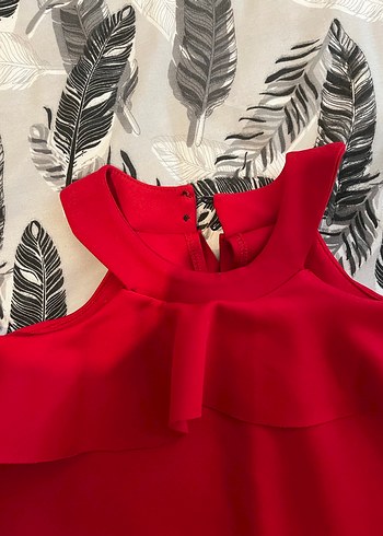 Kırmızı Fırfırlı Uzun Abiye Elbise - Görsel 3