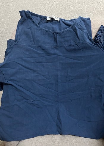 Gri Mavi Hamile Kısa Kollu Bluz - Görsel 4