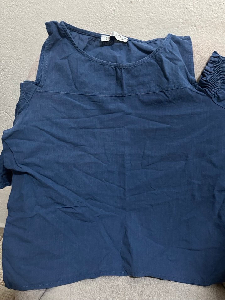 Gri Mavi Hamile Kısa Kollu Bluz - Görsel 4