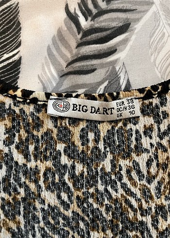 Kahverengi Leopar Desenli Kısa Kollu Bluz - Görsel 3