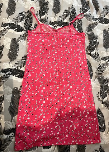 Pembe Çiçekli İnce Askılı Kız Elbisesi - Görsel 2