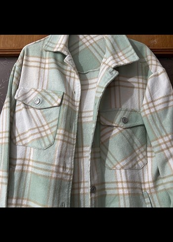 Bej Ekose Desenli Pamuklu Kadın Gömlek - Görsel 2