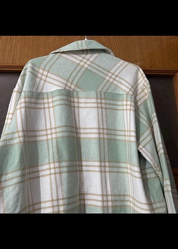 Bej Ekose Desenli Pamuklu Kadın Gömlek - Görsel 3