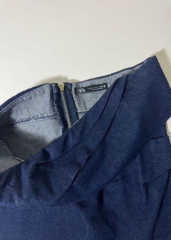 Lacivert Straplez Drapeli Denim Büstiyer - Görsel 2