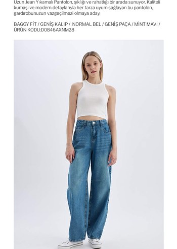 Mavi Düğmeli Baggy Kadın Kot Pantolon - Görsel 2