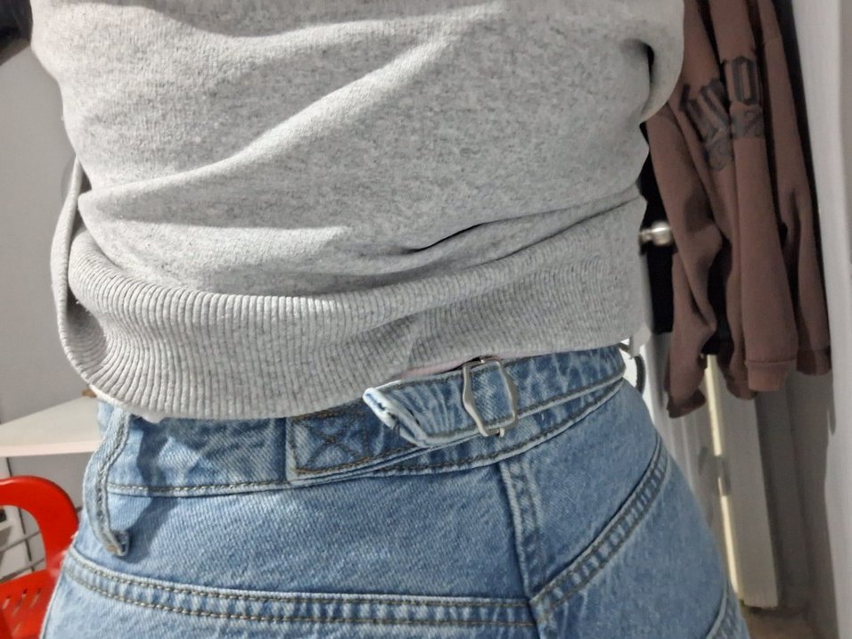 Mavi Düğmeli Baggy Kadın Kot Pantolon - Görsel 3