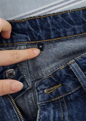 Lacivert Kadın Denim Salaş Pantolon - Görsel 4