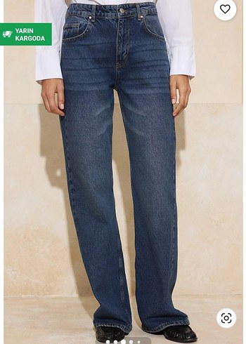 Lacivert Kadın Denim Salaş Pantolon - Görsel 2