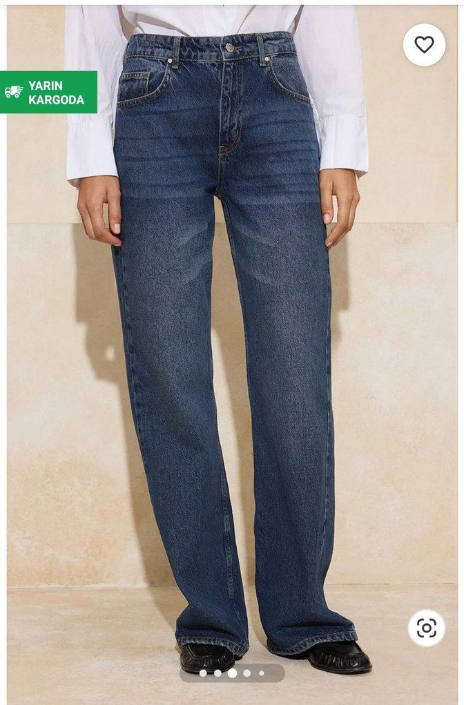 Lacivert Kadın Denim Salaş Pantolon - Görsel 2