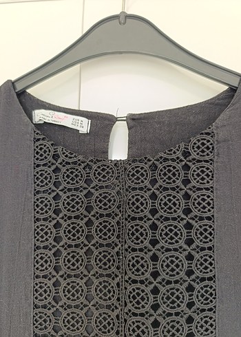 Siyah midi bohem tarzda nakışlı elbise - Görsel 3