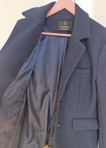 Kadın Lacivert Düğmeli Midi Kaban - Görsel 2