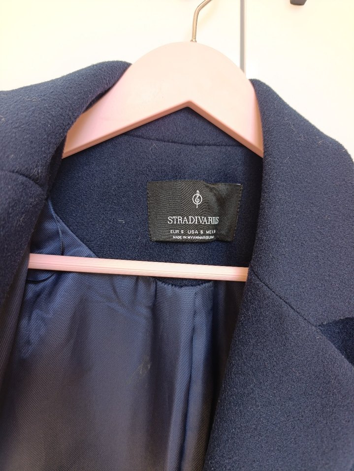 Kadın Lacivert Düğmeli Midi Kaban - Görsel 3