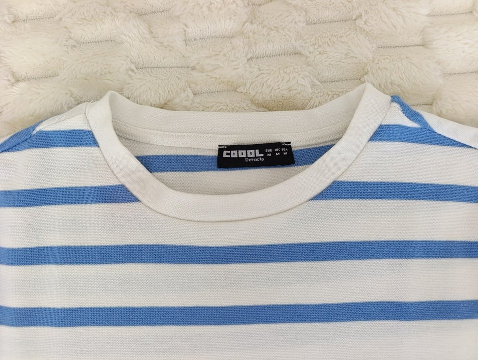 Pastel Mavi Çizgili Crop - Görsel 2