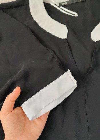 Düğmeli Siyah Hamile Bluz - Görsel 3